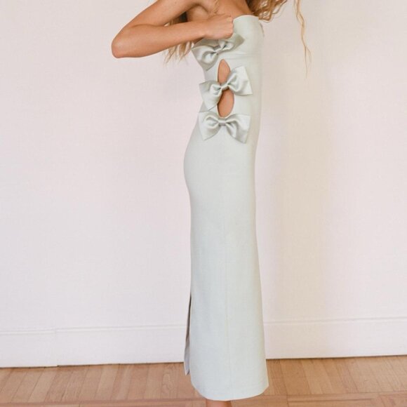 Zara Satin Effect Midi Dress with Bow Detail - size M - new with tags - Picture 3 of 3